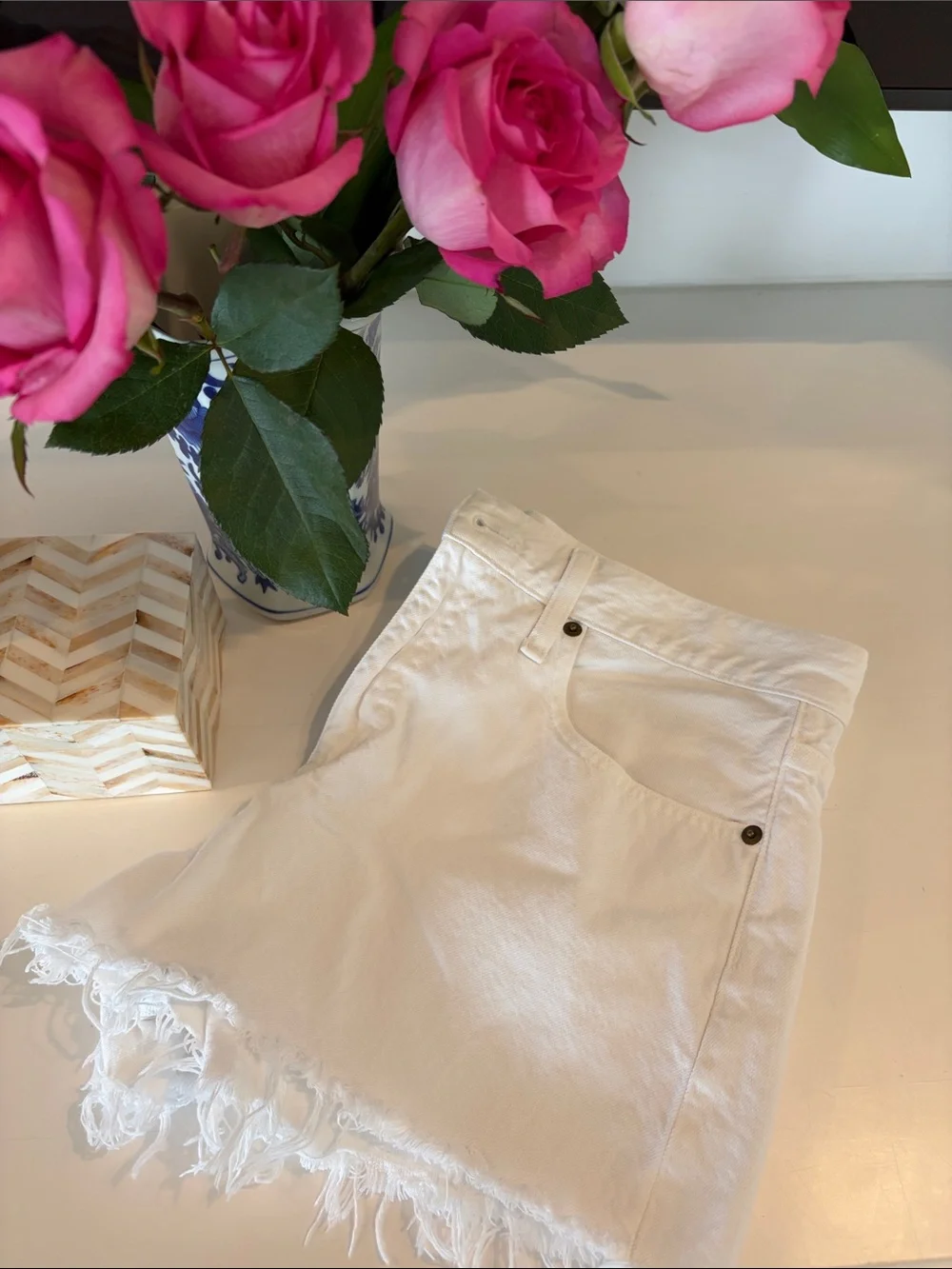 JCrew white jean shorts